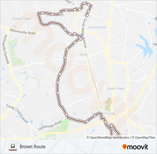 BROWN ROUTE bus Line Map