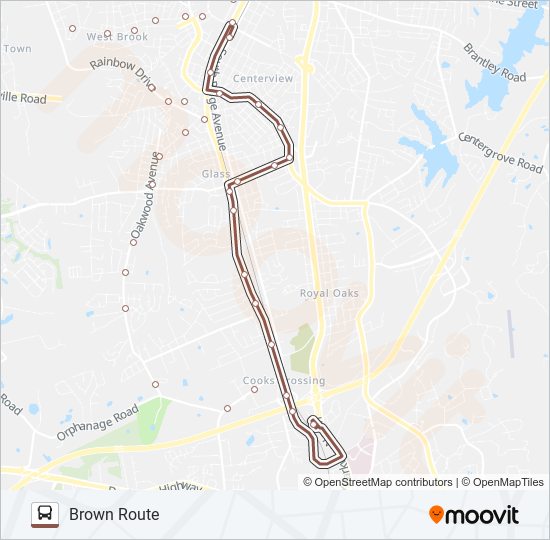 Mapa de BROWN ROUTE de autobús