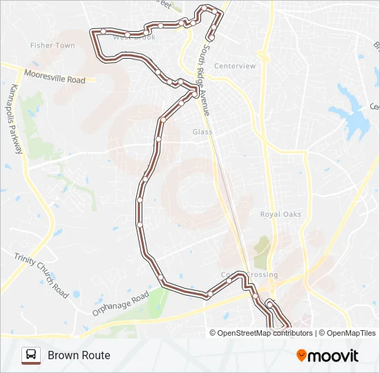 BROWN ROUTE Bus Line Map