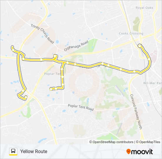 Mapa de YELLOW ROUTE de autobús