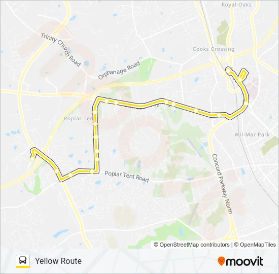 YELLOW ROUTE Bus Line Map
