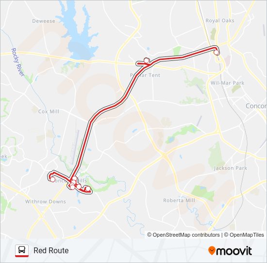 Mapa de RED ROUTE de autobús