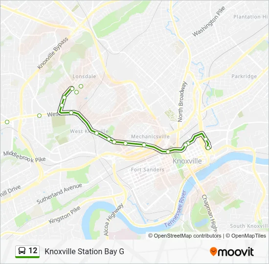 Ruta 12: horarios, paradas y mapas - Knoxville Station Bay G (Actualizado)