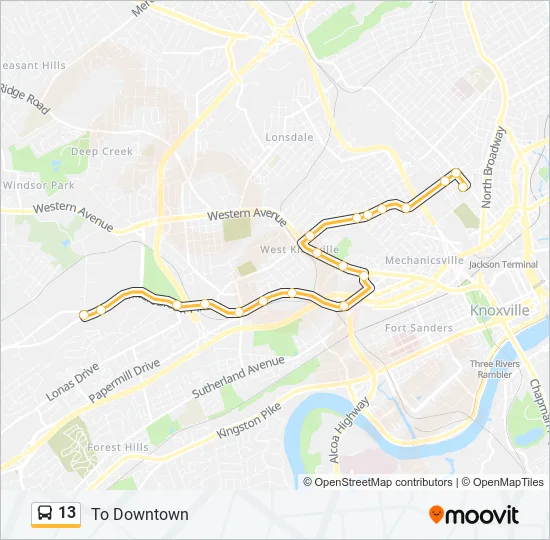 13 Bus Line Map