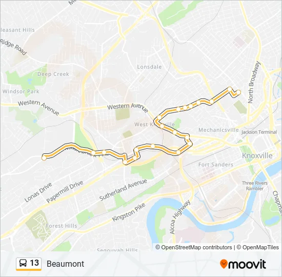 13 Bus Line Map