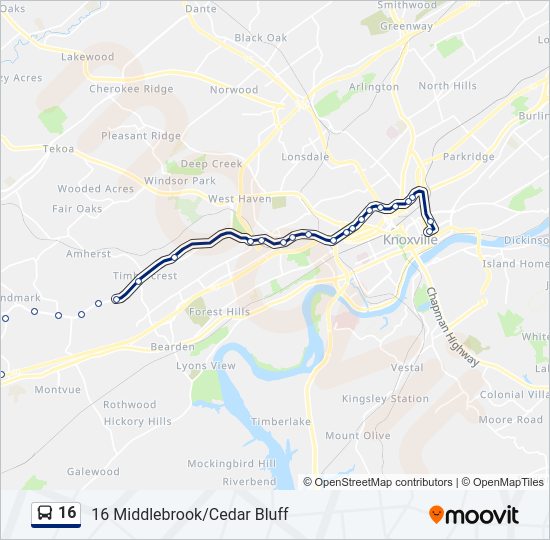 Mapa de 16 de autobús