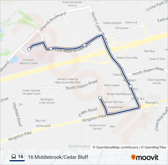 16 Bus Line Map