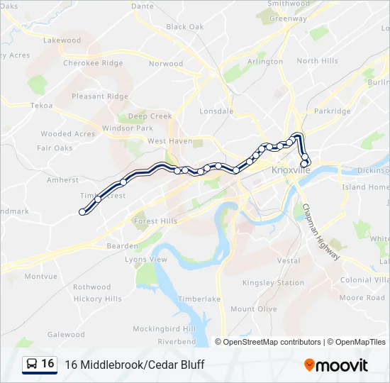 16 Bus Line Map