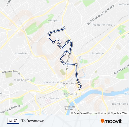 21 bus Line Map