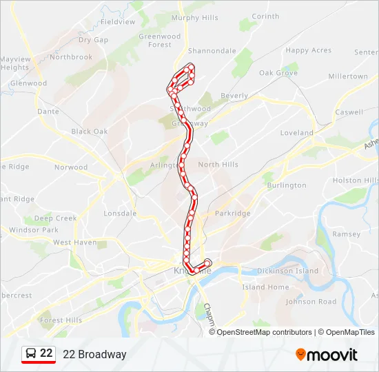 22 Bus Line Map