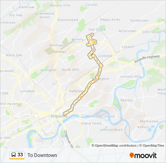 33 Bus Line Map