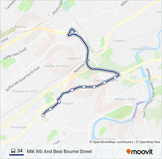 34 Bus Line Map