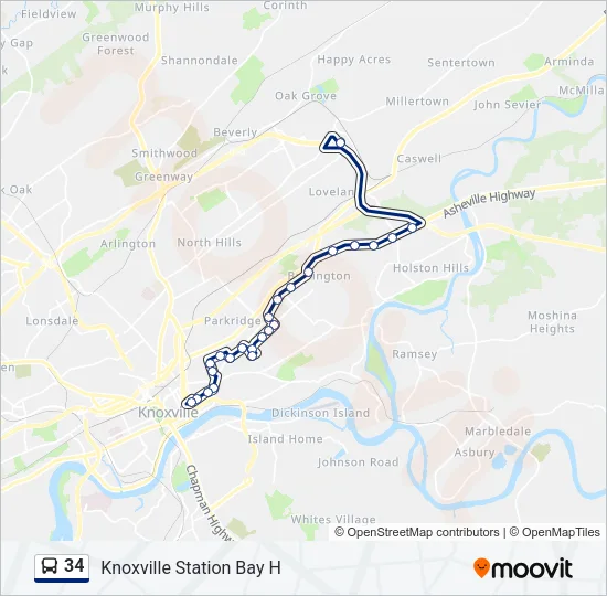 34 Bus Line Map