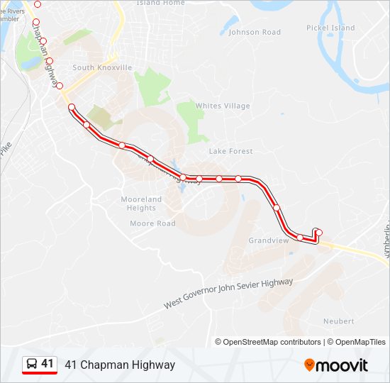 41 bus Line Map