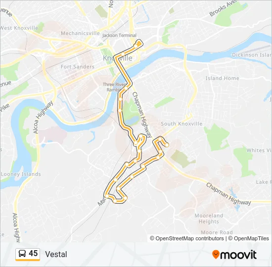 45 Bus Line Map