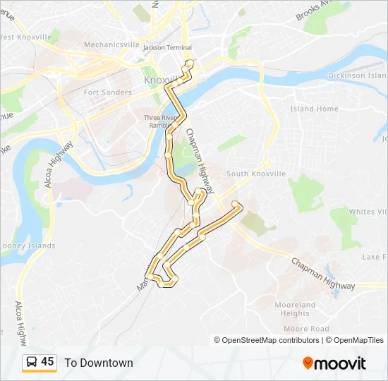 45 Bus Line Map