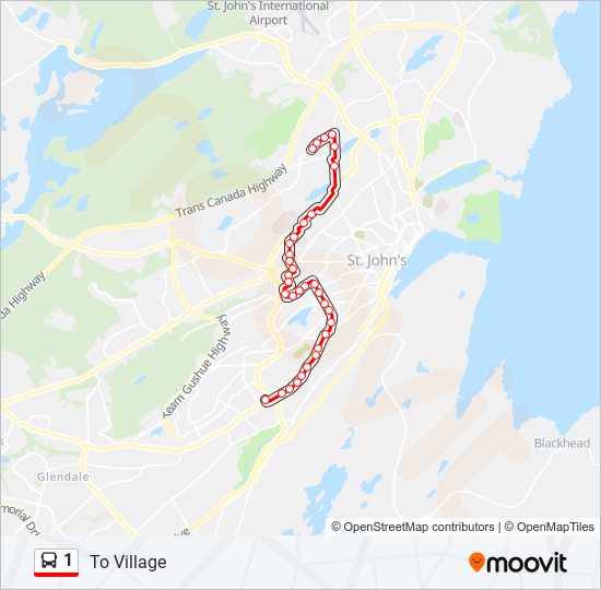 Plan de la ligne 1 de bus