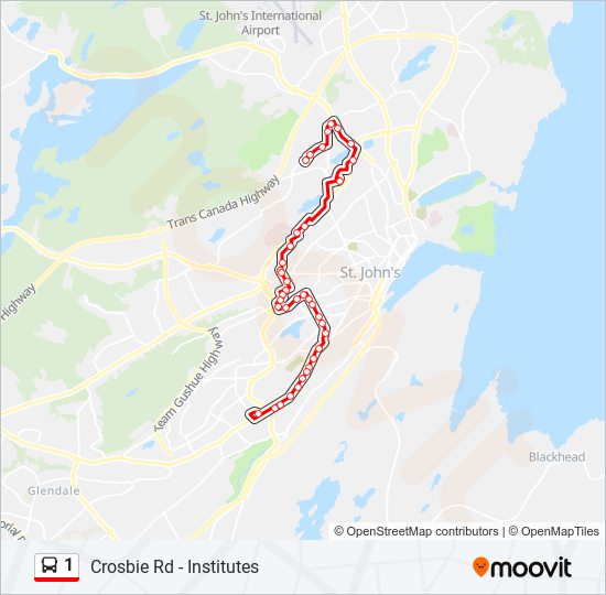 Plan de la ligne 1 de bus