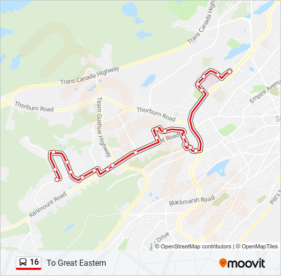 Plan de la ligne 16 de bus