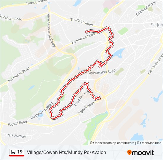 19 bus Line Map