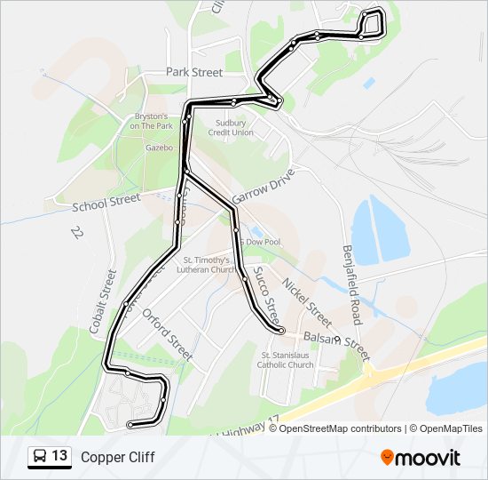 13 bus Line Map