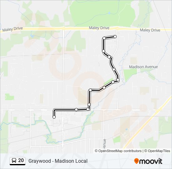 Plan de la ligne 20 de bus