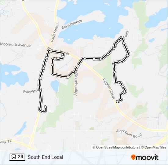 Plan de la ligne 28 de bus