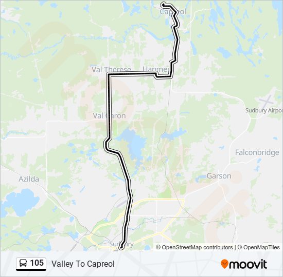 Plan de la ligne 105 de bus