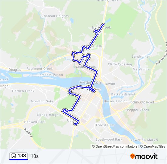 Plan de la ligne 13S de bus