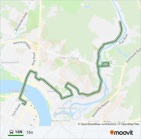 Plan de la ligne 16N de bus