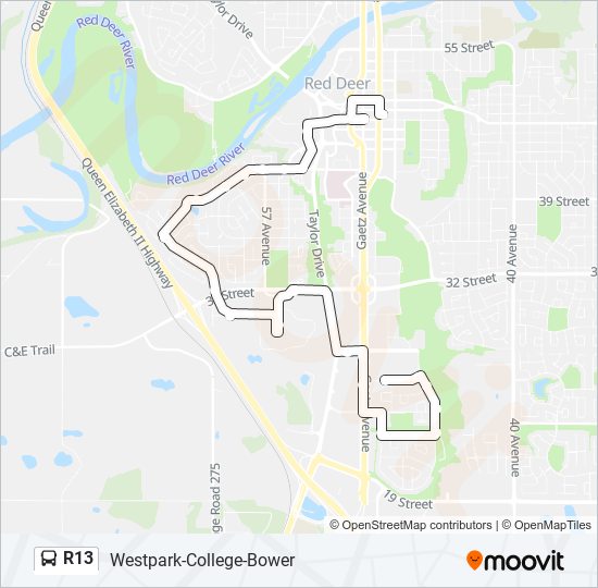 R13 bus Line Map