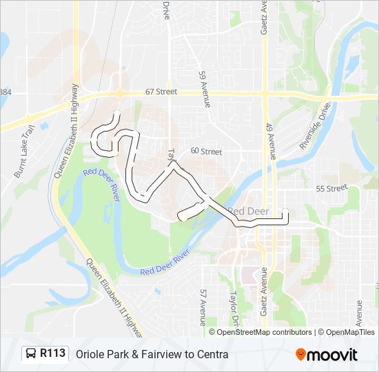 R113 bus Line Map