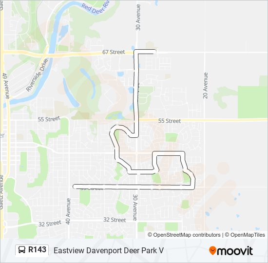 R143 bus Line Map