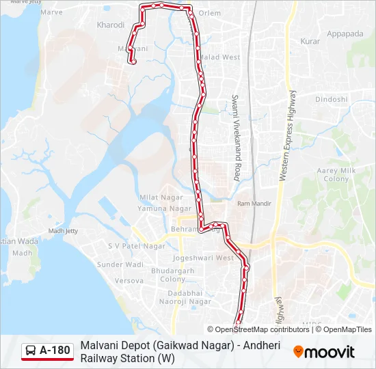 A-180 Bus Line Map