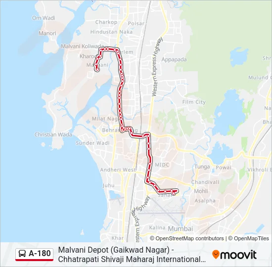 A-180 Bus Line Map