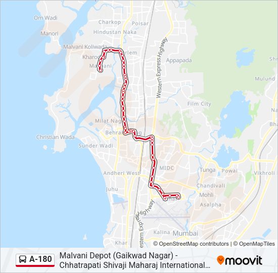 A-180 Bus Line Map