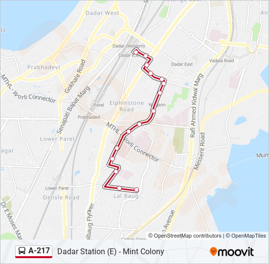 A-217 Bus Line Map