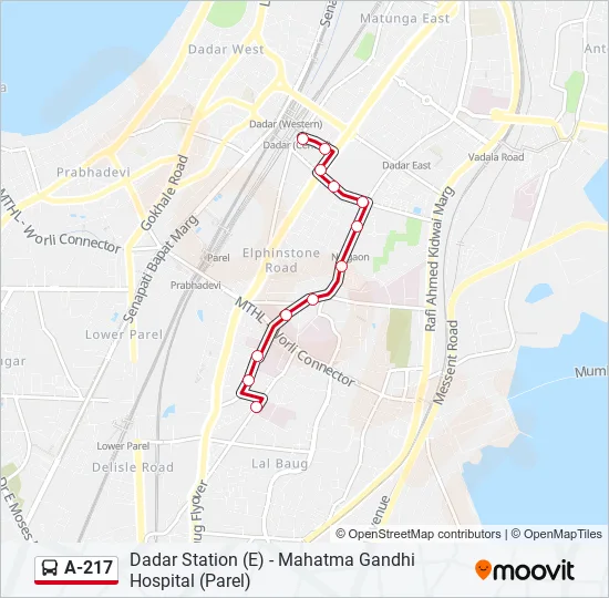 A-217 Bus Line Map