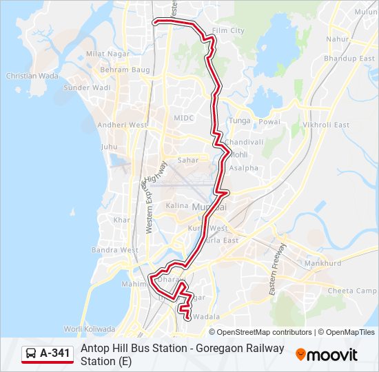 A-341 bus Line Map