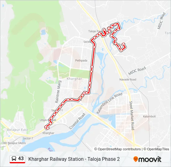 43 Bus Line Map