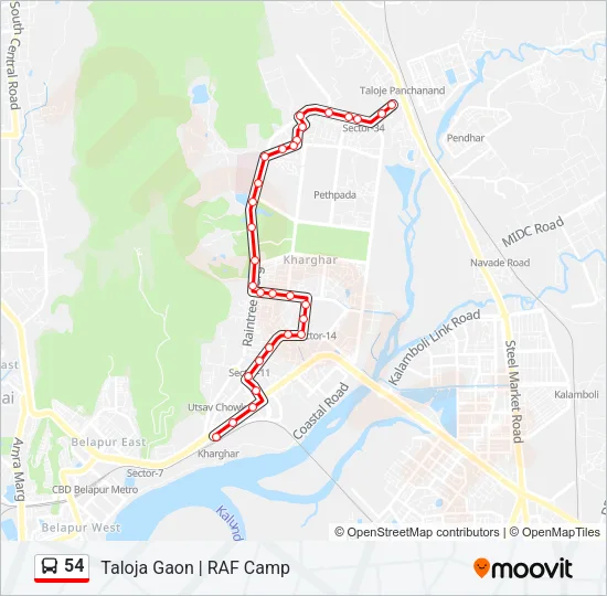 54 Bus Line Map