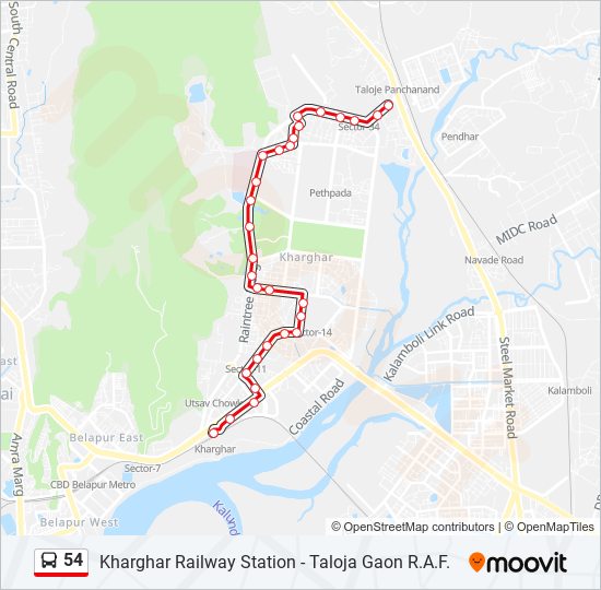 54 bus Line Map