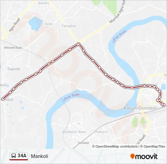 34A Bus Line Map