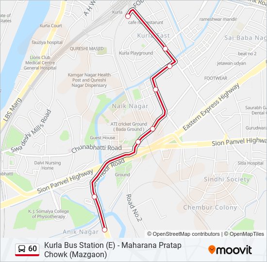 60 Bus Line Map