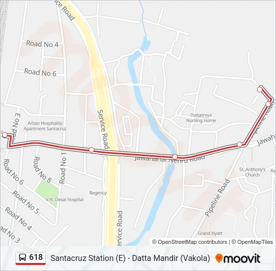 618 Bus Line Map