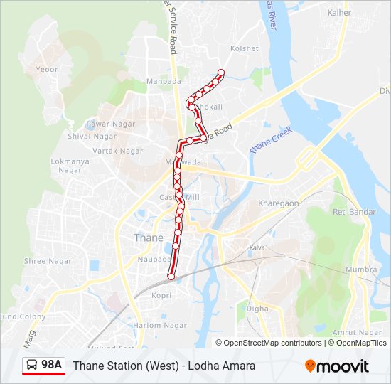 98A bus Line Map