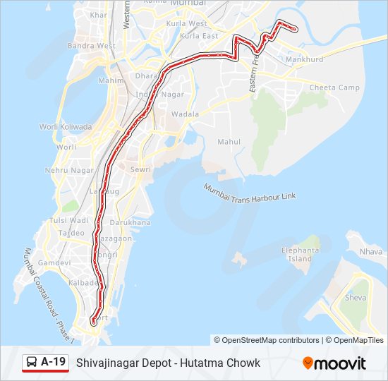 A-19 bus Line Map