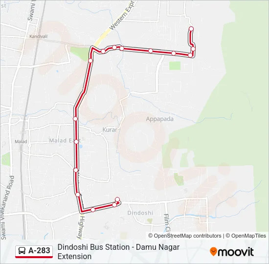 A-283 Bus Line Map