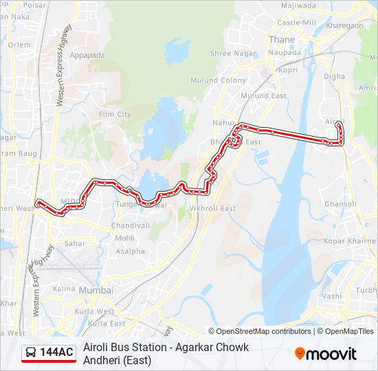 144AC bus Line Map