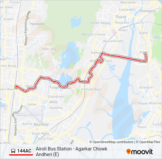 144AC Bus Line Map